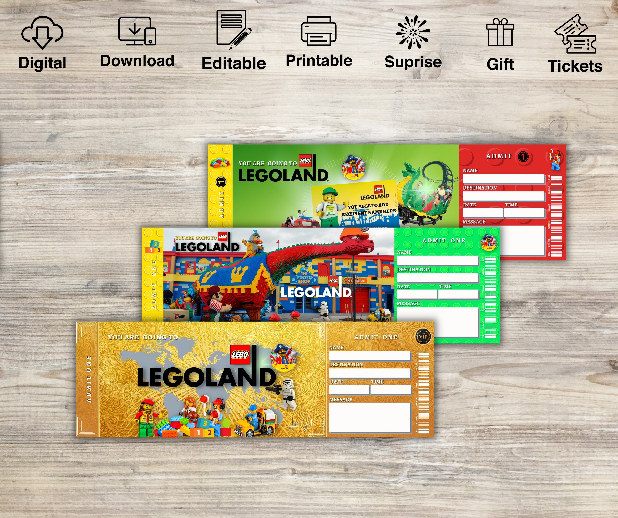 Printable LEGOLAND Surprise Trip Reveal Tickets .editable Gift - Etsy UK