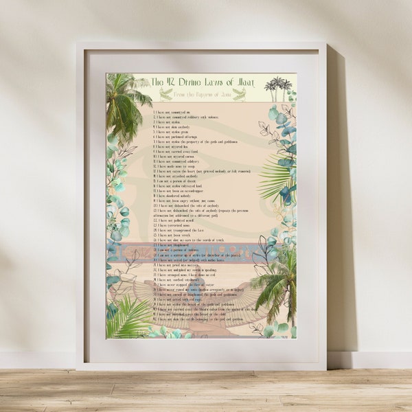 Egyptian Goddess Maat, The 47 Divine Laws - Digital Download, Printable.