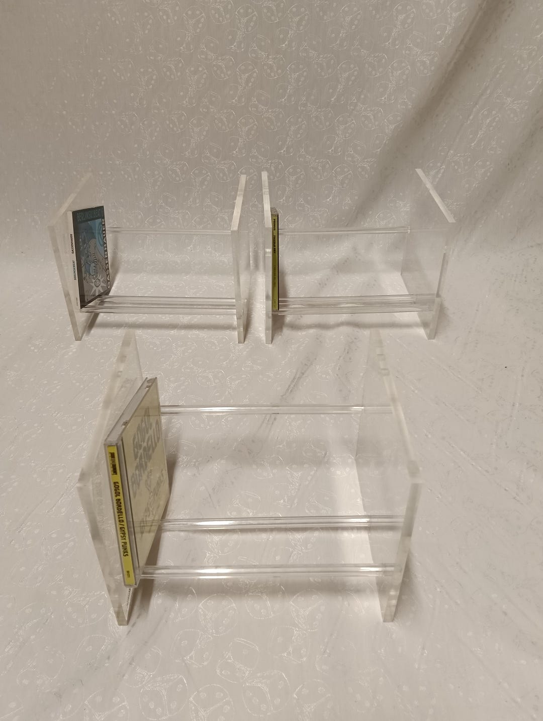 Set of 3 Vintage Lucite CD Racks / Vinyl Rack - Acrylic Records Stands ...