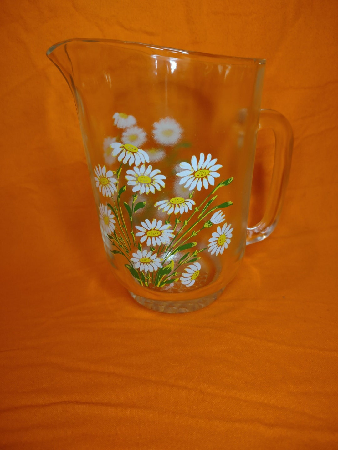 Vintage Juice Pitcher With Daisies / Vintage Juice Jug / Etsy
