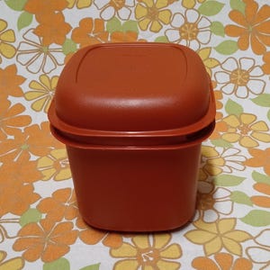 Vintage Orange Tupperware Ice Bucket 1436 / Vintage Tupperware Canister / Orange Tupperware Storage / Retro Orange Container / Retro Camping