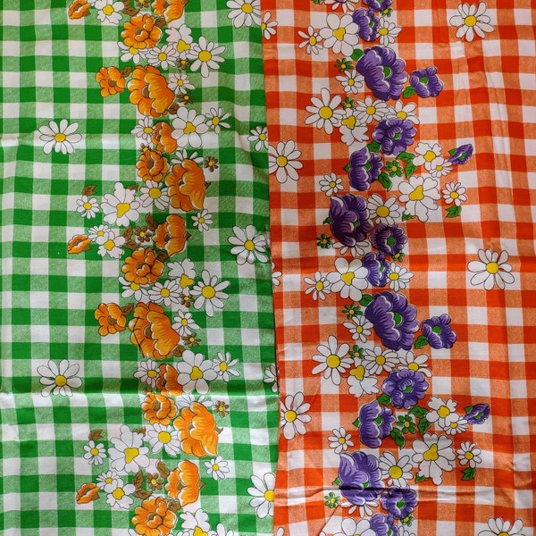 2 NOS Vintage Pillow Cases Orange and Green /Orange and Green Floral Vintage Pillow Covers  / new old stock seventies pillow cases /  Pillow