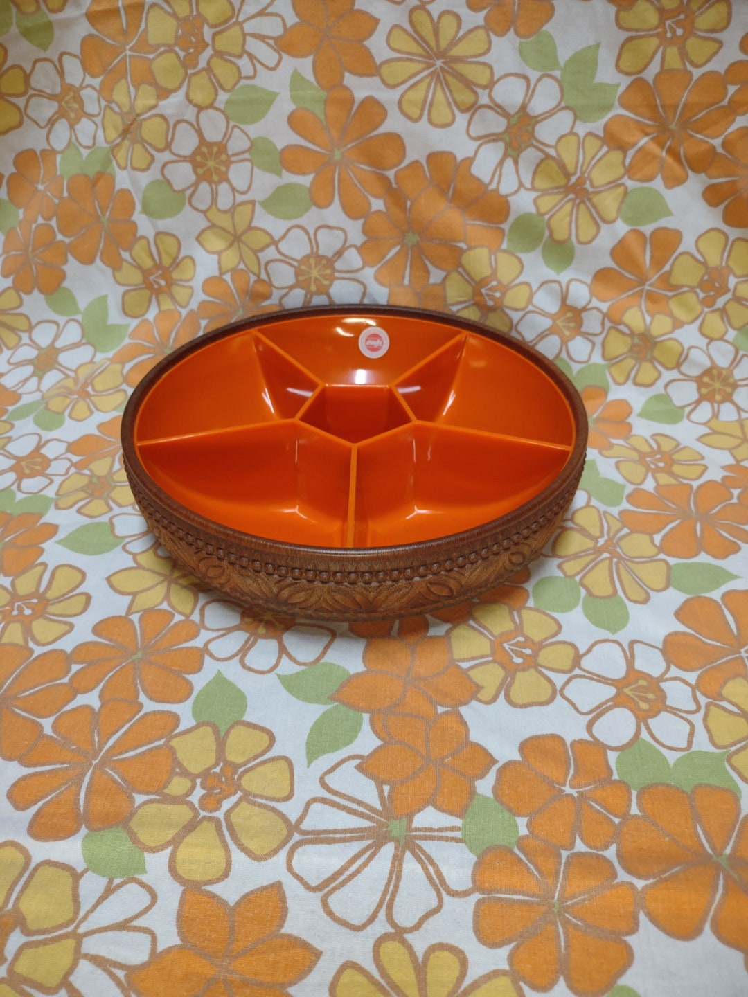 Vintage Orange Emsa Serving Tray / 70s Orange Plastic Tray / Retro