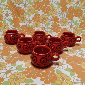 Set of 6 Vintage Orange West-Germany Mugs by Waechtersbach / Seventies Orange Stackable Mugs / Orange Midcentury Cups / Orange Retro Mugs