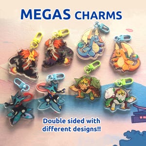 PREORDER MEGAS CHARMS / Dragonite Greninja Chesnaught Delphox Raichu