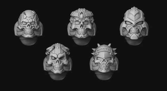 Mendax Mortis Sci-Fi Helmet Set – Resin Heads for 28mm Power Armored Miniatures
