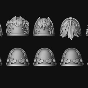 Ensemble d'épaulières Crow Sci-Fi – Résine améliorée pour figurines 28 mm à armure assistée