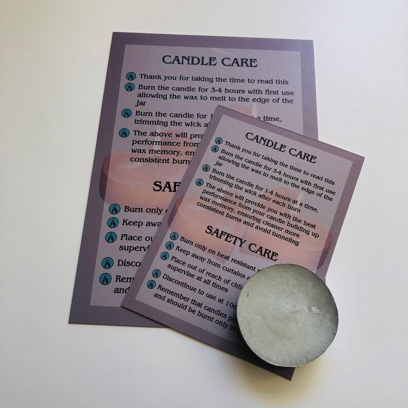 Candle Care Card Printable Candle Instructions Candle Etsy Australia