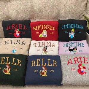 Princess Print Sweatshirts, Princess Shirt, Princess Characters, Family Shirt, Christmas Shirt, Gift For Her, Cartoon Shirt PNIS113-124