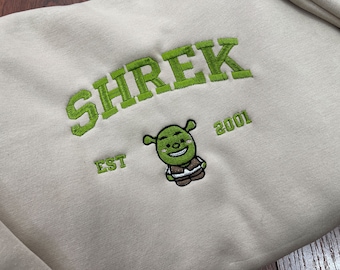 Shrek Sweater, Cartoon Embroidered Sweatshirts, Trending Crewneck, Vintage shirt, Embroidery Hoodie ECT029