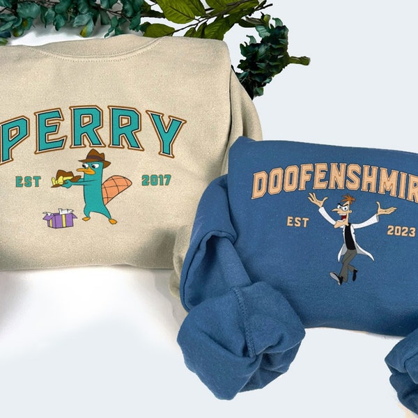 Perry and Doofenshmirtz Print Sweatshirts, Phineas & Ferb Shirts, Trending Crewneck, Couple Shirt, Gift For Friends Shirt PNIS109-110