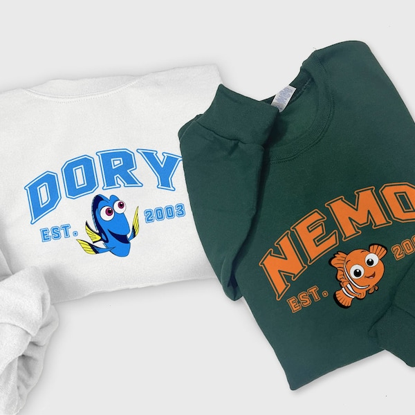 Nemo and Dory Print Sweatshirts, Finding Nemo Shirt, Disney Shirt, Cartoon Crewneck, Disney Couple Shirt, Valentine Day Gift PK411-412