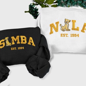 Simba and Nala Embroidered Sweatshirts, Lion King Shirts, Trending Crewneck, Couple Shirt, Gift For Friend Shirt, Christmas Shirts EH472.473