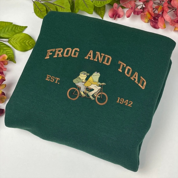 Frog and Toad Embroidered Sweatshirt, Vintage Classic Book Shirt, Retro Frog Shirt, Bookworm Embroidered Shirt, Gift For Her ESH035