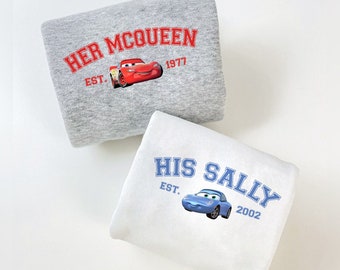 Her Mcqueen and His Sally Print Sweatshirts, Cars Mcqueen x Sally Couple, Trending Crewneck, Valentines Couple, Movie Cartoon PK531-532