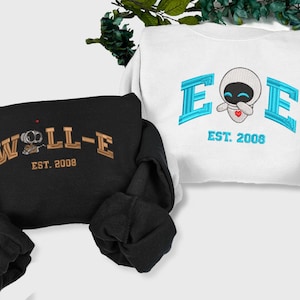 Walle Eve Couple Embroidered Sweater, Cartoon Sweatshirts, Couple Sweatshirt, Trending Crewneck, Vintage shirt, Valentine Gift ECL228.229