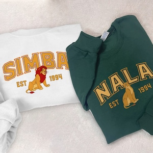 Simba and Nala Print Sweatshirts, Lion King Shirts, Trending Crewneck, Couple Shirt, Gift For Friends Shirt, Father's Day Shirts PNIS075-076