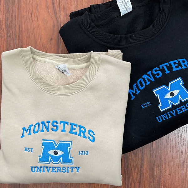 Monster’s University Crewneck Sweatshirts brodés, Trending Crewneck, Chemises de cinéma, Monster University Hoodie EH124