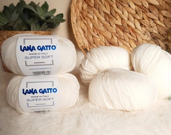 Lana Gatto SUPER SOFT Merino wool yarn, needle 4 - Ball of wool - Soft wool - Baby yarn - baby knitting