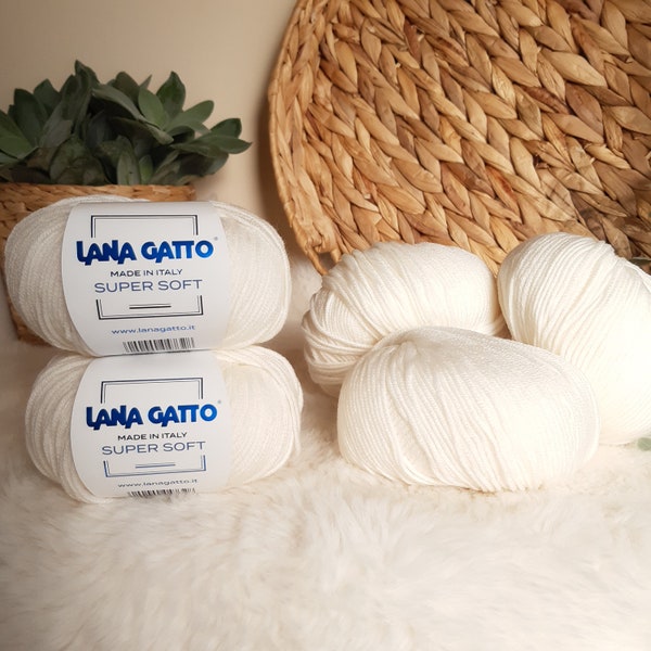 Lana Gatto SUPER SOFT Fil de laine mérinos, aiguille 4 - Pelote de laine - Laine douce - Fil pour bébés -tricot bébé