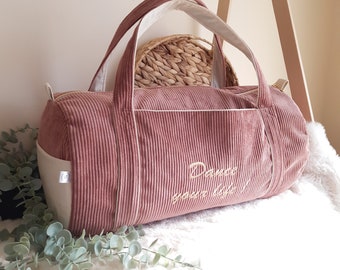 Corduroy duffel bag with personalization, vacation bag, sports bag, bowling bag