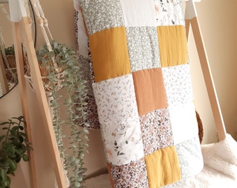 Couverture patchwork + polaire, couverture personnalisée , couverture matelassée, couverture 140x180, couverture enfant, patchwork