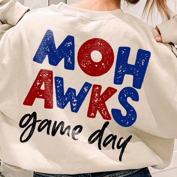 Mohawks Game day distressed png , Mohawks lightning design, Mohawks sport download, Mohawks Game day sublimation, Mohawks sweatshirt