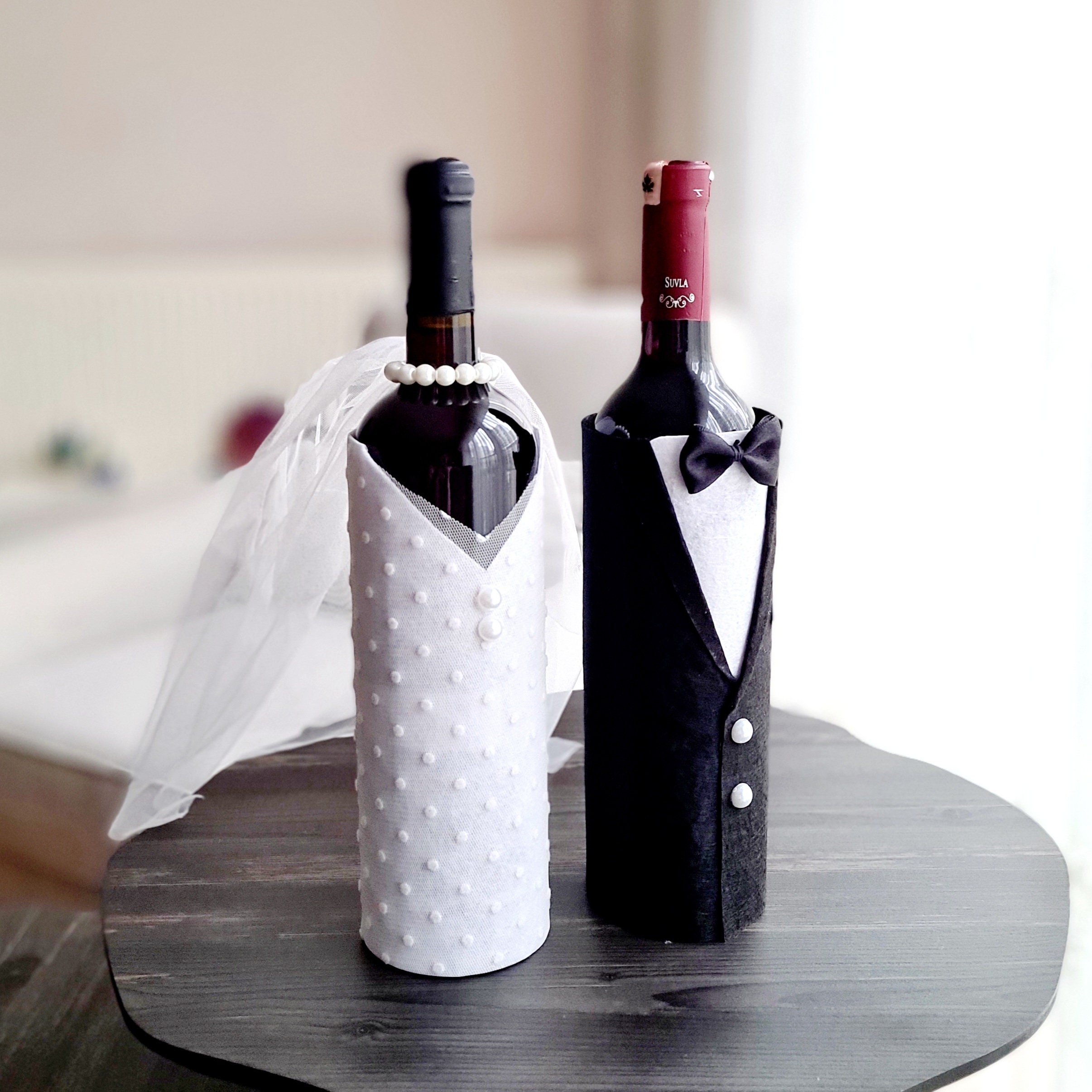 Bride And Groom Wine Bottle Covers Wedding Couple Wine