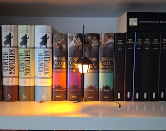 Library Lantern Mini Bookshelf Lamp – 2-Pack Mix, Warm & White LED Book Light, Battery-Operated Shelf Decor With Vintage Scrollwork Bracket For Book Lovers