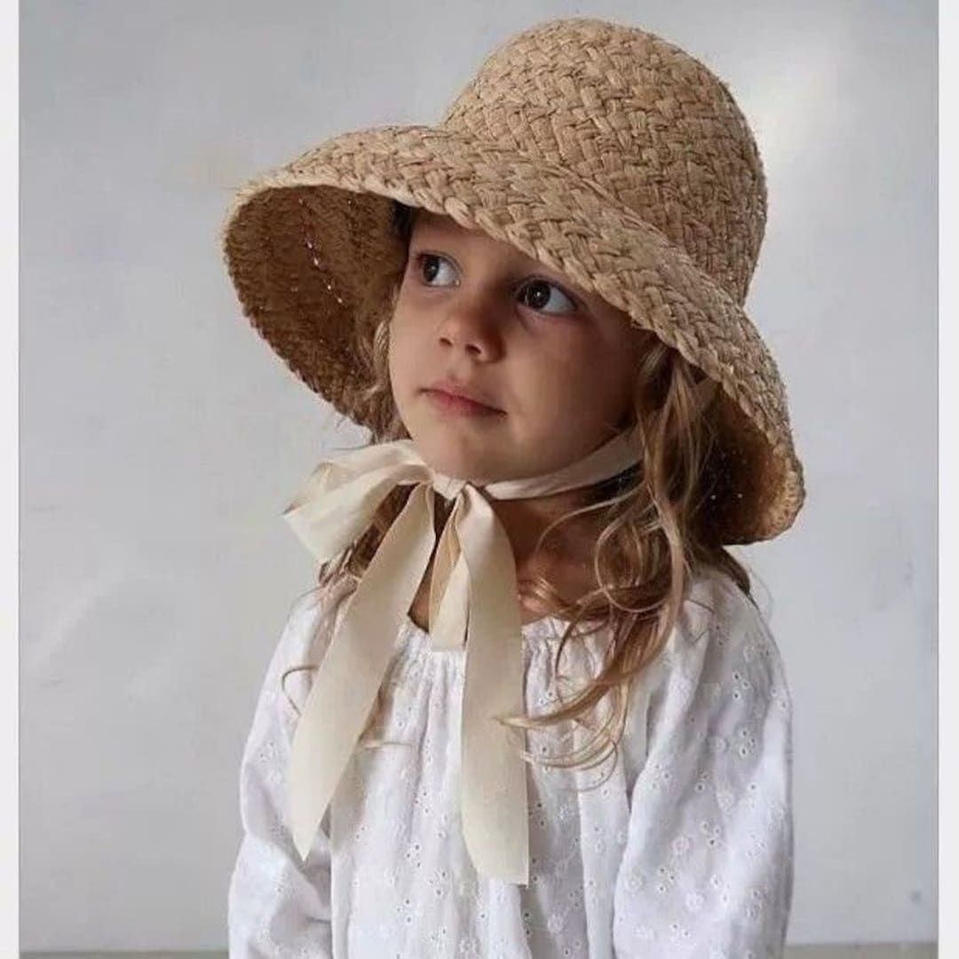 310Y Girls Laceup Straw Hat Toddler Straw Sun Hat Etsy
