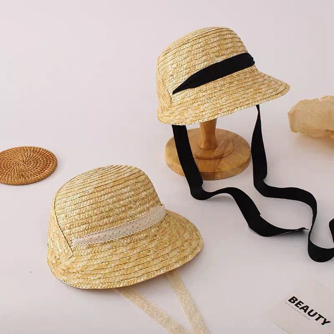 210Y Kids Laceup Straw Hat Toddler Straw Sun Hat Etsy