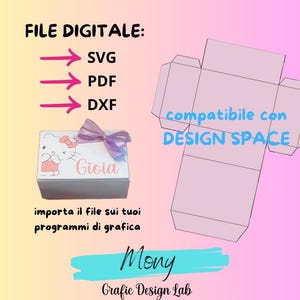 File SVG scatolina porta confetti, regali, pensieri per eventi, comunioni, feste, compleanni, battesimo, cresime, natale, pasqua e festività