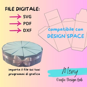 File SVG scatolina per realizzare una TORTA di carta, per compleanni, feste, eventi, regali