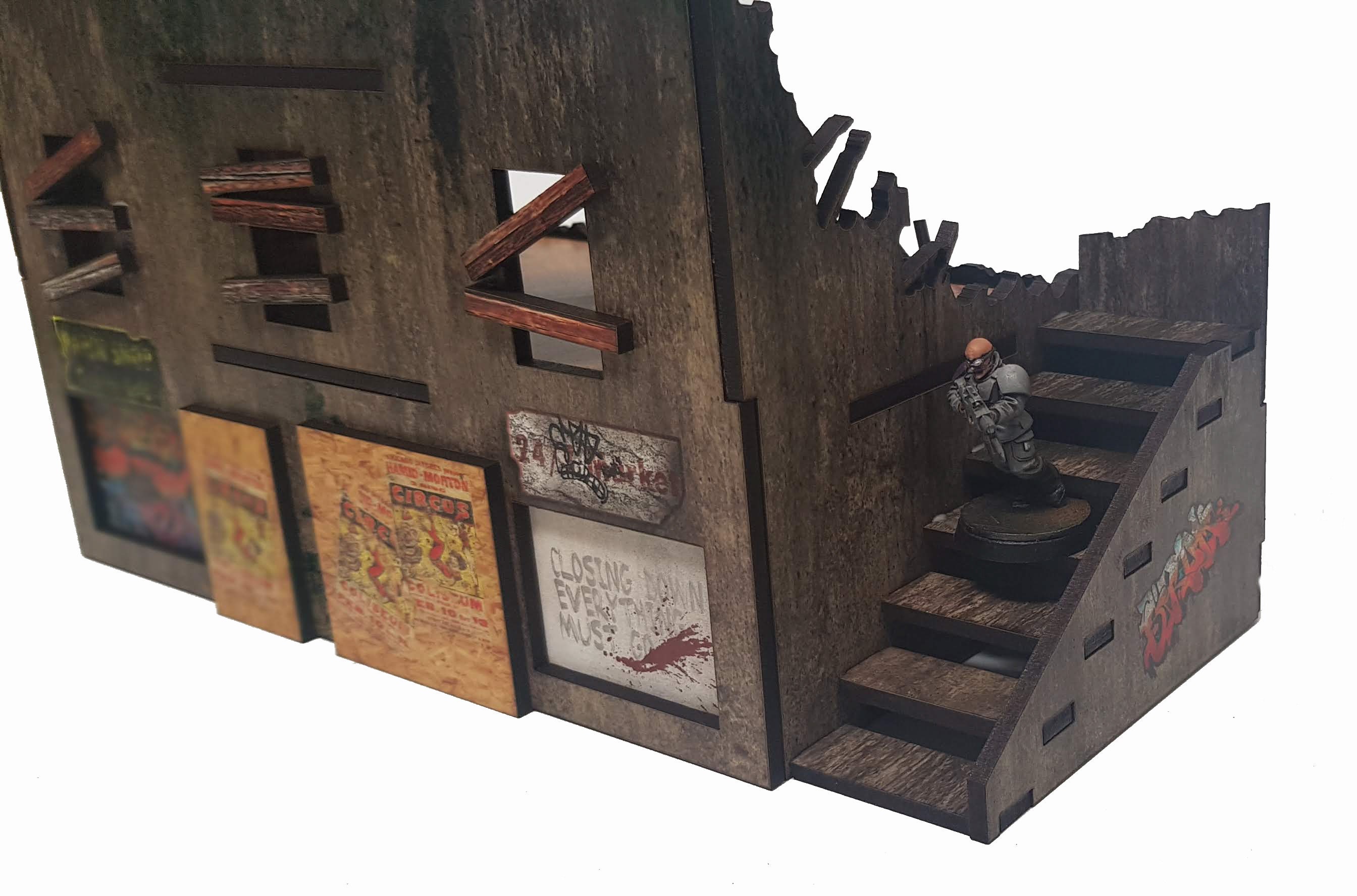 MDF 28mm Scale Pre Printed Urban Decay Shops Warhammer, Malifaux, Bolt ...
