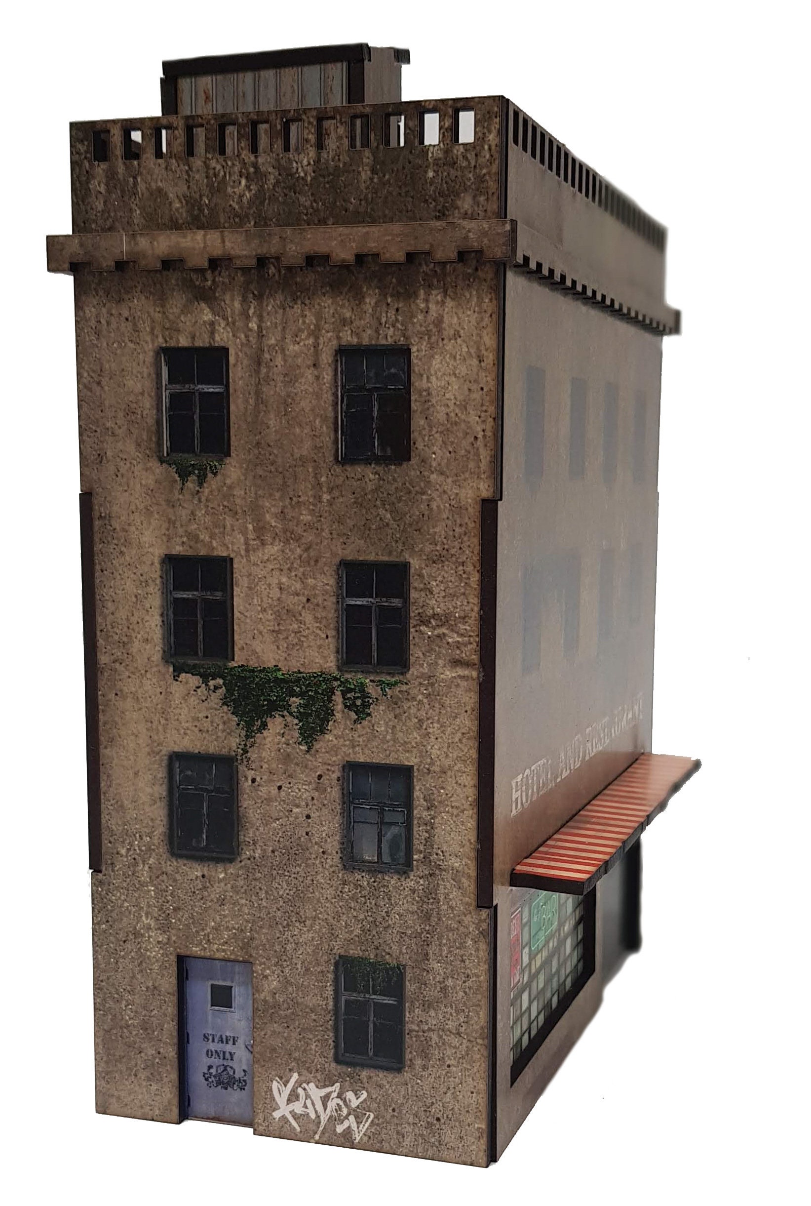 MDF 28mm Scale Pre Printed Urban Decay Hotel Warhammer, Malifaux, Bolt ...