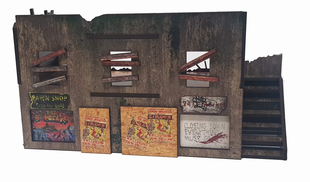 MDF 28mm Scale Pre Printed Urban Decay Shops Warhammer, Malifaux, Bolt ...