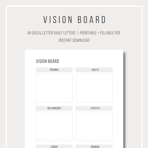 Vision Board Planner Simple Goal Setting Printable Vision - Etsy