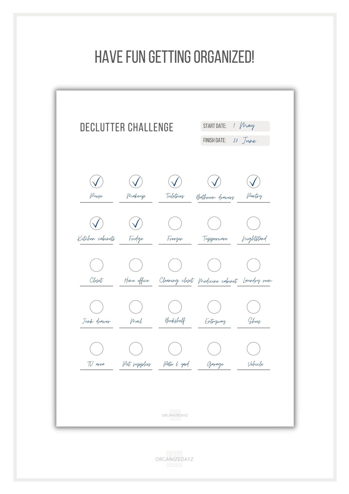 Printable Declutter Challenge Fillable Checklist Planner Insert ...