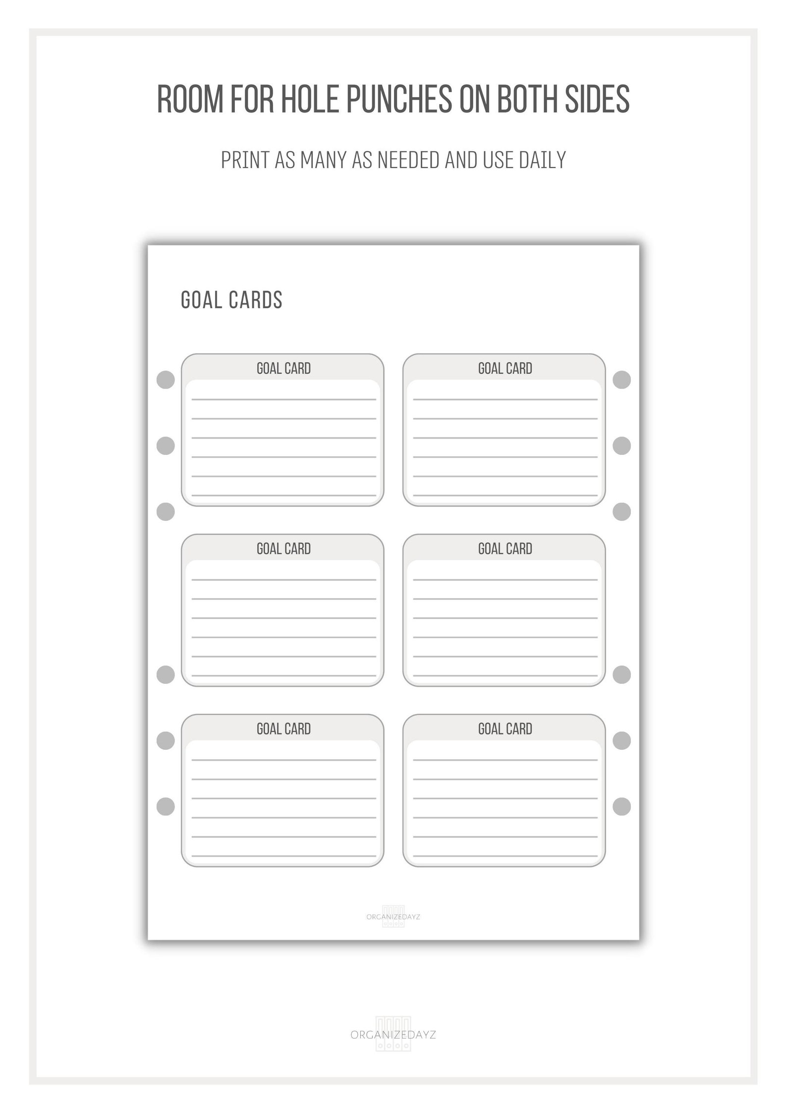 Goal Cards | Goal Setting | Printable Goal Card | Motivation Cards ...