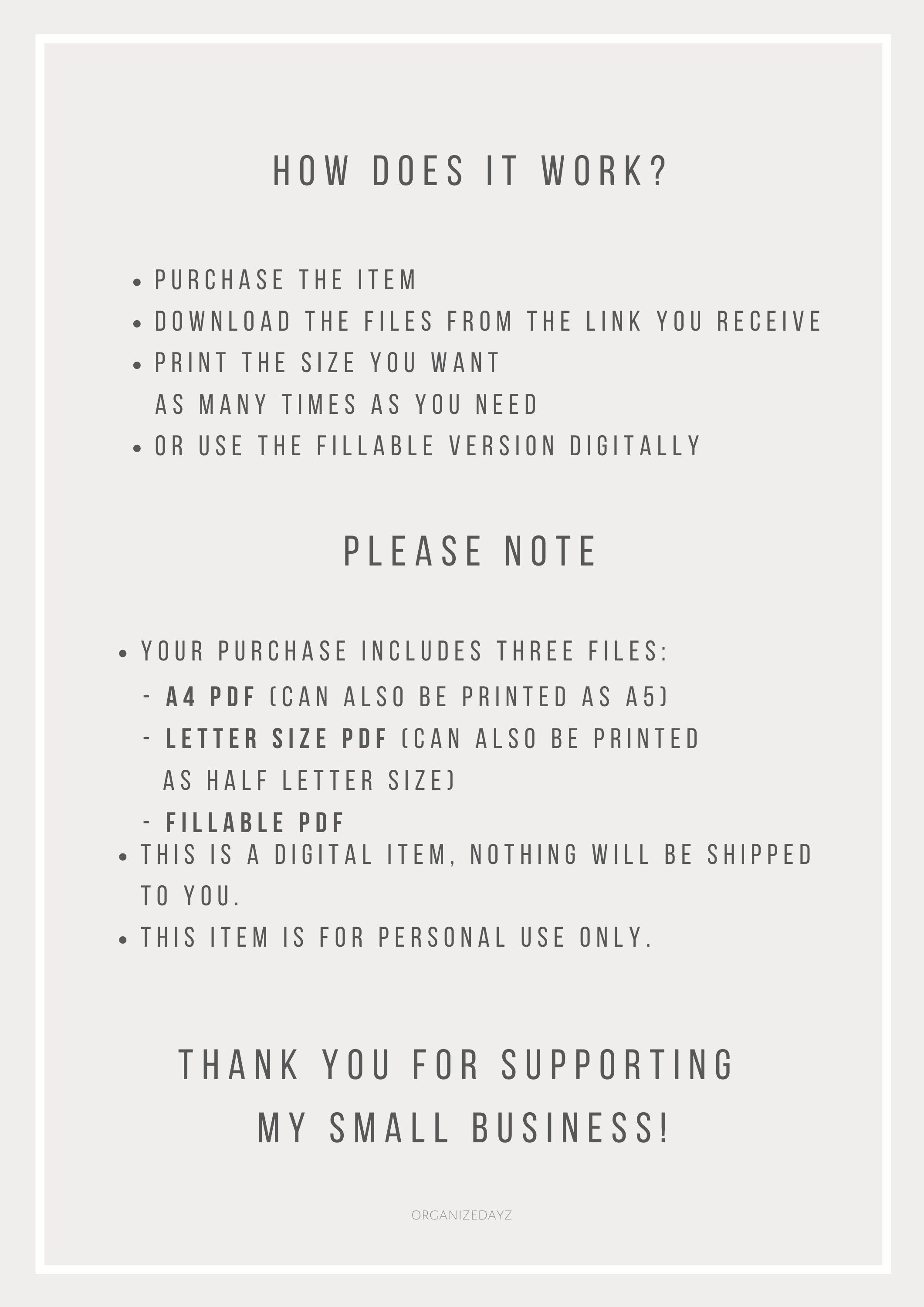 Complete List Only Printable Blank List | Simple List Template | Planner Insert ...
