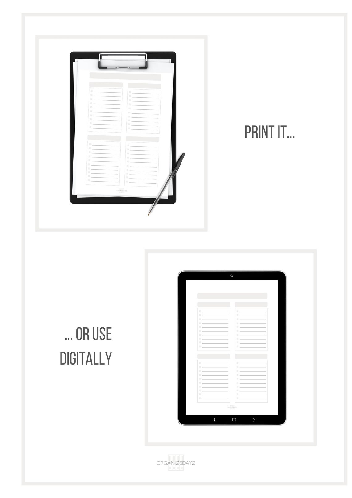 Printable Blank List List Template Planner Insert Checklist Four Column ...