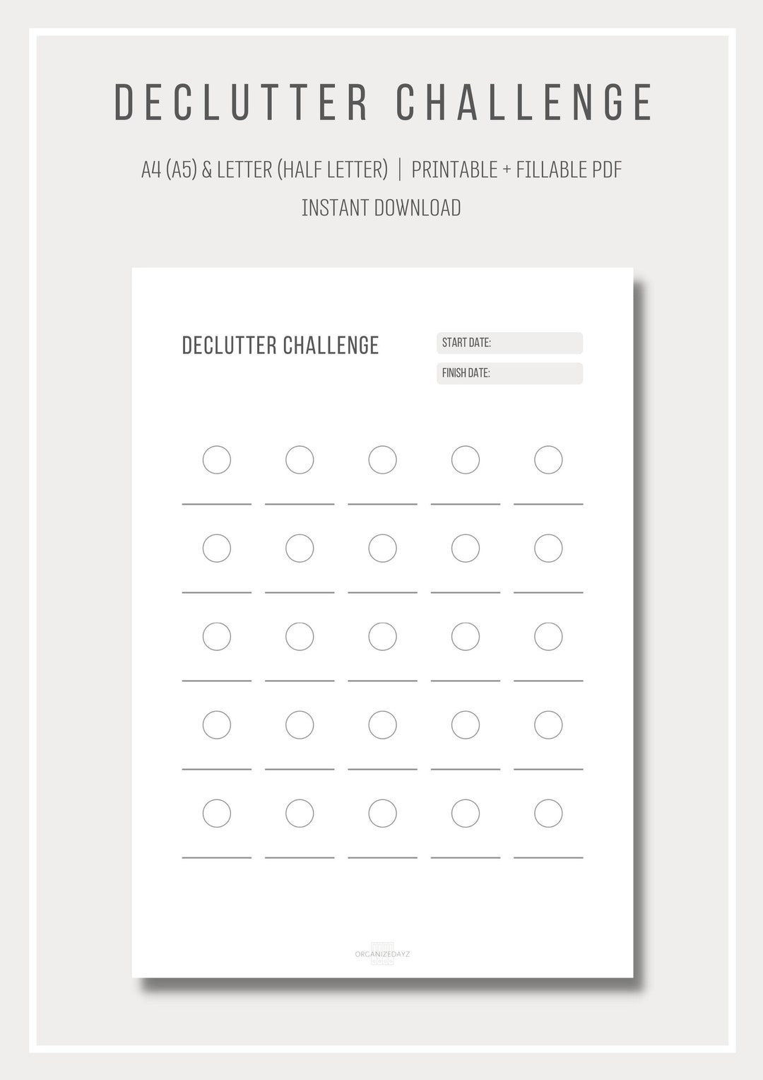 Printable Declutter Challenge | Fillable Checklist | Planner Insert ...