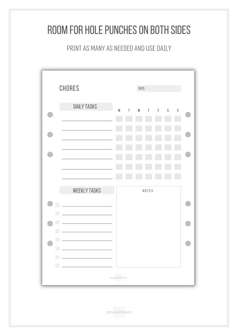 Chore Chart Weekly Chores Minimalist Chores List Simple - Etsy