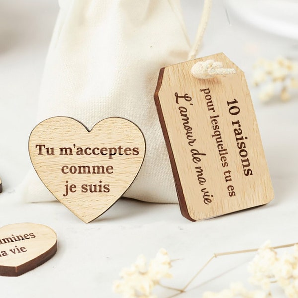 10 raisons de t'aimer personnalisable jetons en bois fiançailles cadeau couple idée cadeau mariage pour lui cadeau pour elle st valentin