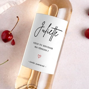 Richiesta di testimone di nozze con etichetta di vino, diventerai il mio testimone, la mia damigella d'onore, il mio testimone, annuncio di matrimonio personalizzabile