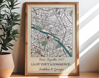 Où nous nous sommes rencontrés Carte personnalisable Là où tout a commencé Cadeaux de noël pour elle pour lui cadeau de couple coordonnées