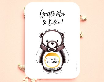 Annonce grossesse tu vas devenir cousine carte à gratter personnalisable bientôt cousine