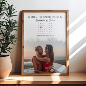 Carte couple personnalisable idée cadeau couple anniversaire de rencontre fiançailles cadeau mariage affiche personnalisée souvenir d'amour