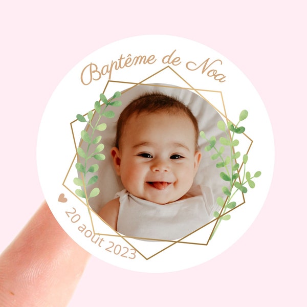 Autocollants de Baptème Etiquette autocollante personnalisée Baptème Mariage EVJF Anniversaire Baby Shower Sceaux d’enveloppe 40 mm rond L04