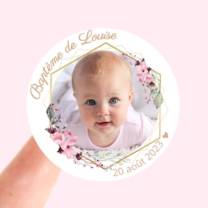 Autocollants de Baptème Etiquette autocollante personnalisée Baptème Mariage EVJF Anniversaire Baby Shower Sceaux d’enveloppe 40 mm rond L03